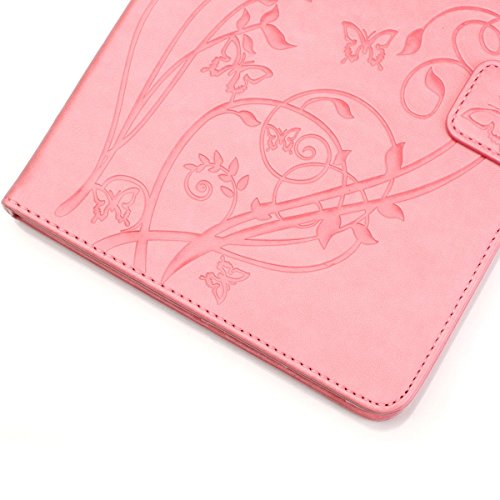 Für iPad Air 2/Für iPad 6 Tasche Smart Cover Case Lederhülle Hülle,Für iPad Air 2/Für iPad 6 Flip PU Leder Tasche Case Hülle im Bookstyle mit Standfunktion Kredit Kartenfächer mit Weich TPU Innere,Funyye [Schmetterling Muster] Slim PU Leder Stand Flip Case Tasche Hüllen Etui Sleeve Smart Cover Schutzhülle Hülle im Bookstyle Ledertasche Für iPad Air 2/Für iPad 6 + 1x Frei Stylus Pen – Schmetterling,Rosa - 6