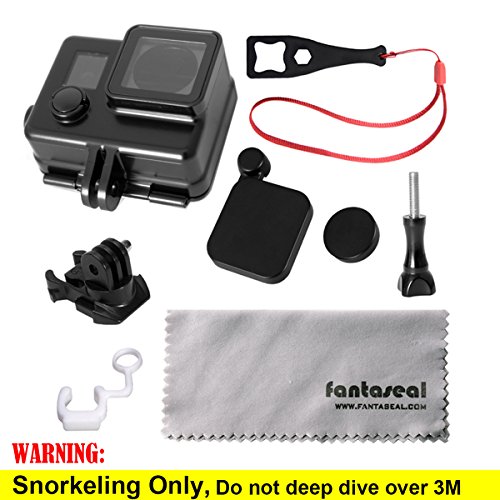 Fantaseal® 8-in-1 Wasserdicht Gehäuse Set für GoPro Gehäuse GoPro Black-Out Unterwasser Schutzgehäuse GoPro Schutzhülle Sekleton GoPro Schützend Housing + Direkte Montage Schnellspannschnalle + Schraubenschlüssel + Objektivschutz + Gehäusedeckel + Schraube + Schraubenschlüssel + Verschlussstecker für GoPro Hero3+ Hero4 - 2