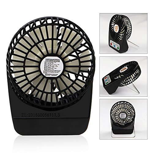D-FantiX Tragbare Lüfter Batteriebetrieben Tischventilator, 3-Zoll Mini Tisch Ventilator mit 3-Leistungsstufen, Persönlicher Fan für Reise, Büro, Laptop, Outdoor (Schwarz) - 4