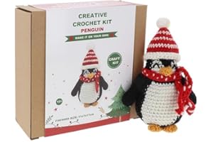 Shudehill Giftware Creative Christmas Crochet Kits Perfect for Learning or Experienced Crocheters - Penguin, Snowman, Santa & More! (Penguin)