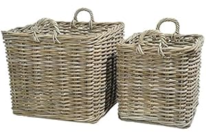 KLOCKE PFLANZKÖRBE Quadratischer Kubu Weidenkorb mit Henkel - Medium Pflanzkorb Weide - 40cm - Natur - Vielseitige Verwendung - Indoor & Outdoor - Gartenkorb Korbgeflecht