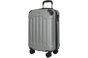 UTTAM 20 Inch Lightweight Cabin Bag - Carry On Suitcase, ABS, Water Resistant & Locking System - Easyjet Overhead (56x23x38cm) (Silver)
