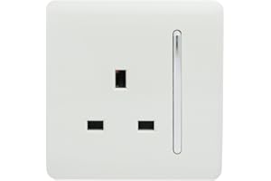 TRENDI SWITCH Trendi 1 Gang Artistic Modern Glossy 13 Amp Switched Plug Socket White ART-SKT13WH