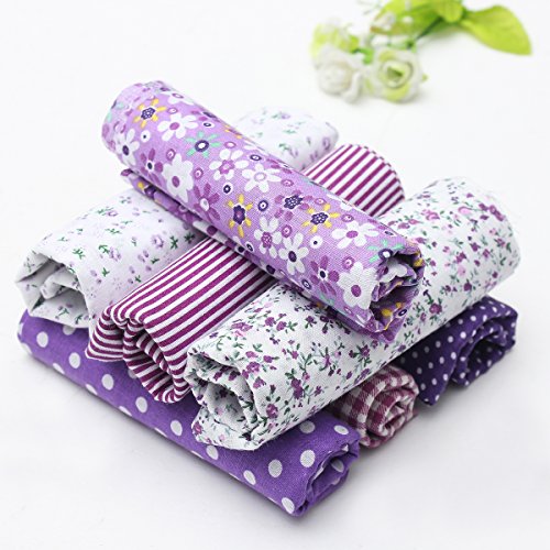KING DO WAY Baumwollstoff 7X Stoffpakete Patchwork Stoffe Baumwolle Stoffreste Paket Stoffpakete Violett 50x50cm