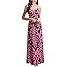 Produktbild kingko Damen Ärmellos Drucken Maxi Kleid Lang Sommerkleid Strandkleid,Vintage Bohemia Maxikleid Ärmelloses Beiläufiges Strandkleid,Sexy Ärmellos Neckholder Kleider (M, Pink)