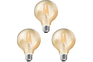 MENTA Glühbirne Globe Vintage G80 E27 4W LED Retro Lampe Soft Spiral Filament Dekorative Glühbirne Ersetzt 40W 400LM Warmweiss 2700K 220-240V Filament Fadenlampe Nicht Dimmbar - 3 Stück