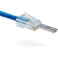 trueCABLE Cat5e RJ45 Pass Through Connectors, Unshielded (UTP) Modular Plug, UL Listed, EZ Crimp End, Gold Plated 3 Prong 8P8C, 50 Pieces
