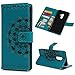 Produktbild Mlorras Hülle für Samsung Galaxy S9 Plus, Geprägte halbe Blume Schnalle vorne Leder Handyhülle Klappbares Brieftasche Schutzhülle Wallet Case Cover mit Integrierten Kartensteckplätzen Blau