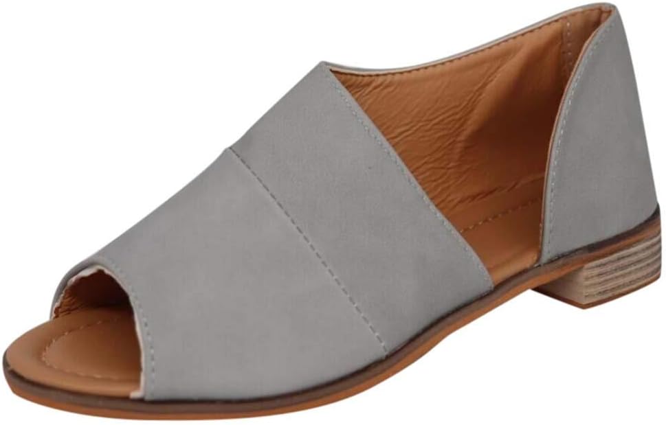 iLPM5 Ladies Fashion Shoes Side Open Cover Heel Retro Sandals Summer Casual Beach Home Daily Shoe for Women