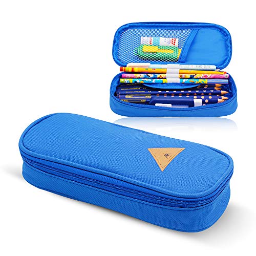 Charmss Estuche de lápices, portalápices, Bolsa de lápices estacionaria con Cremallera Estuche de lápices Multifuncional para Estudiantes. (Azul)