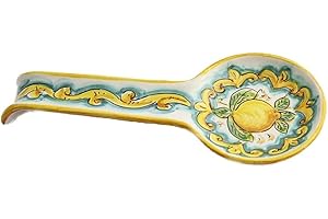 ILAB Poggiamestolo in ceramica decorata a mano da ceramisti siciliani di Santo Stefano di Camastra limoni art 25