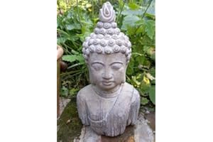 F&G Supplies Escultura de Estatua de jardín con Cabeza de Buda – Efecto de Piedra a Prueba de heladas