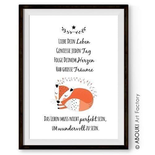 ABOUKI hochwertiger Kunstdruck ungerahmt "Liebe Dein Leben" mit