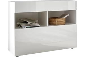 Web Convenienza Madia Moderna Bianca Made in Italy - Collezione Sorano con Cassetto e Anta Ribaltabile per Soggiorno e Sala da Pranzo (Bianca)