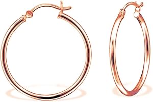 DTPSilver Kolczyki ze srebra wysokiej próby 925, pozłacane różowym złotem, średniej wielkości, obręcze, śpiące, kreolskie, grubość 1,5 mm, średnica 14, 16, 18, 20, 30 mm, Różowe złoto Srebro