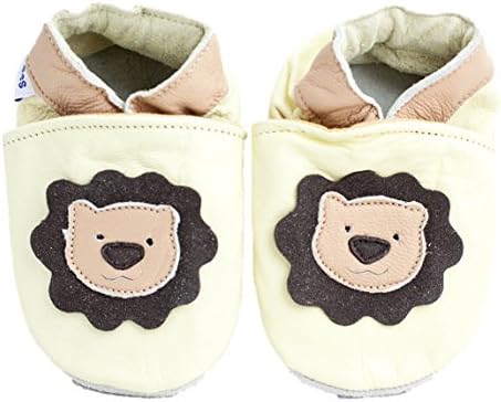 Soft Leather Baby Shoes for Boys and Girls by Shoozies - Suede Soles - Cuddly Lion