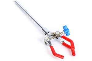 Oumefar Regulowany stojak laboratoryjny uchwyt zaciskowy do rurki z trzema bolcami przedłużacz obrotowy uchwyt na klips do piersiówki powlekany gumą zacisk głowicy probówki skraplacz materiały laboratoryjne do laboratorium chemicznego