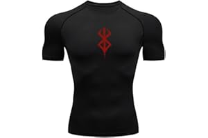 Fosike Berserk Manga Impreso Camiseta, Secado Rápido Ropa Fitness Hombres Running Training Wear, Mallas De Baloncesto para Hombre, Ropa De Compresión De Alta Elasticidad