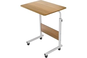 sogesfurniture höhenverstellbar Laptoptisch Laptopständer Computertisch mit Rollen, mobiler Beistelltisch Pflegetisch für Bett und Sofa, 60 * 40 * 71-90cm, Eiche 05#1-60OK-BH