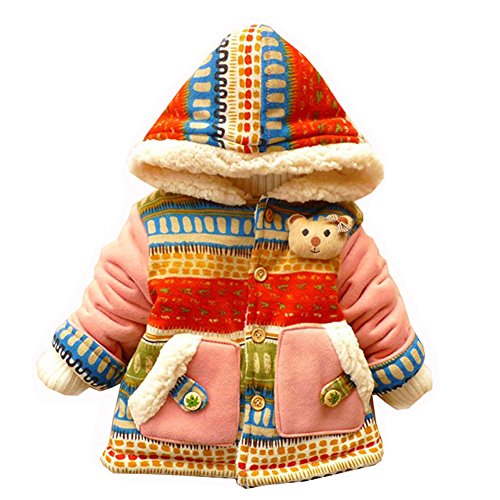 Baby Girl 3D Gown Kids Bear Bohemia Pocket Winter Warm Jacket Outwears C... (6#(Advice12-18 months), pink)