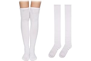 KINBOM 60cm / 23.6inch 1 Para Podkolanówki Damskie, 100% Bawe?na Mi?kkie Podkolanówki D?ugie Po?czochy dla Dziewcz?t Kobiet Odzie? na Co Dzie? (Bia?y)