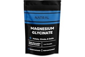 NATRAL Magnesium Glycinate 4-in-1 Complex with Bisglycinate, Citrate, Malate, and Oxide- Superior Absorption - 60 Vegan Capsules - for Sleep & Muscle Function
