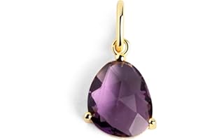 SINGULARU - Charm Birthstones. Plata de Ley 925 con Acabado Baño de Oro de 18 Kt. Colgante con Piedras de Colores. Combinable con Collar. Joyas para Mujer