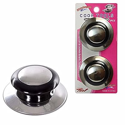 HK Home Lot de 2 Easy Fit Silvertone Boutons de remplacement de couvercle de casserole, boutons de vapeur - Casserole Pot Boutons de couvercle et de gomme