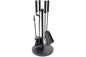 FIRE VIDA Home Discount 5 Pezzi Warwick Fuoco Compagno Set Tradizionale, Nero caminetto