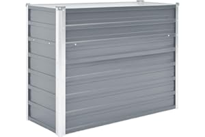 vidaXL Lit Surélevé Acier Galvanisé 100x40x77 cm Gris Jardinière Pot de Fleurs