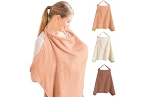 Stilltuch Stillschürze FaJoek Musselin-Stillbezug für Babys 75 * 95cm, Still-Abdeckung,Stilltuch für Unterwegs,Weicher und Atmungsaktiver Stillschal,Stilldecke Baumwolle,Verstellbarer Riemen (Rosa)