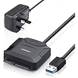 UGREEN USB to Sata Adapter, USB 3.0 to 2.5",3.5" Sata HDD,SSD,Hard Drive UASP Supported Converter Cable,12V 2A Power Adapter