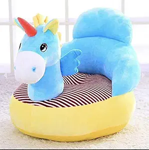 Hello Baby Kids Sofa Unicorn Shape Soft Plush Cushion Baby Sofa Seat Or Rocking Chair for Kids 0.5 to 2 Years (Blue)