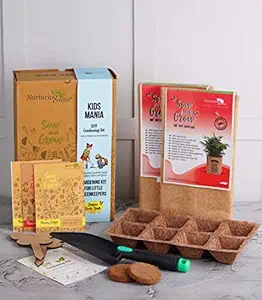 Nurturing Green Easy to Use Home Gardening Kit for Kids (with Herb/ Vegetable Seeds, Grow Bags, Soil Mix & Garden Tools)