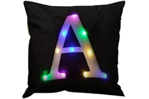 ZUODU Creative LED Colorful Lighting Velvet Letter Cushion Cover Pillow Cover Bar Use Party Use Festival Use Gift Use18”x18” or 45cm x 45cm 1pc (A)