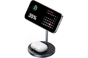 UGREEN Soporte de Carga Magnético 2 en 1, Estación de Carga Inalámbrica Cargador de iPhone con Cable USB-C Compatible con iPh