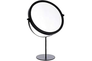 Szetosy - Specchi da tavolo in metallo rotante per toelettatura, regolabile, 19 cm, rotondo Nero