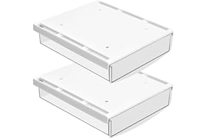 EHUIHUAN 2 Piezas Cajón Oculto Autoadhesivo, 21x18x5,4 cm Organizador Cajón Debajo Escritorio, Cajas de Almacenajes Debajo de Mesa para Escuela Oficina Hogar (Blanco Mate)