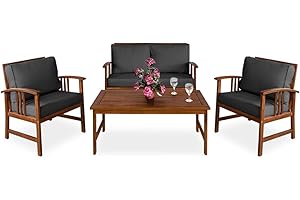 Casaria® Gartenmöbel Set Atlas Holz FSC®-Zertifiziert wetterfest 300kg Belastbarkeit Tisch Sessel Auflagen Garten Terrasse Möbelset Akazie Anthrazit