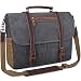Produktbild NUBILY Herren Umhängetaschen Aktentasche Laptoptasche wasserdichte Canvas Leder Groß Messenger Bag Arbeitstasche Schultertasche Notebooktasche Männer Vintage 15.6 Zoll Grau