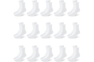 Auranso 15 Pairs Girls Socks Kids School Socks Stretchy Boys Ankle Sports Sock for Children 4-13 Years White Black