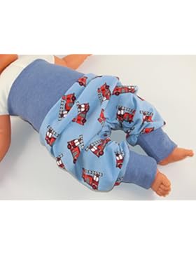 Lange Pumphose Größe 80/86 Baby Hose Mitwachshose Motiv: Feuerwehr