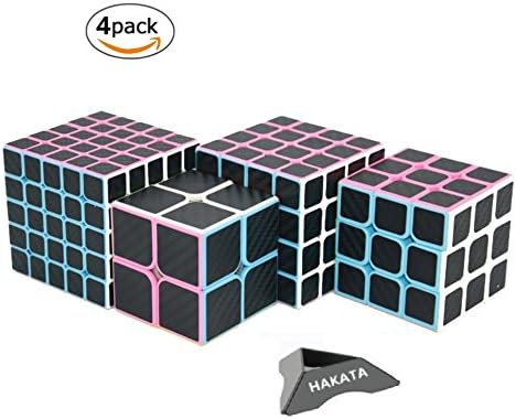 HAKATA Carbon Fiber Speed Cube Bundle, Magic Cube Puzzle Toys for Kids (2~5 set)