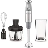 Moulinex Quickchef – Frullatore a immersione con 3 accessori, Acciaio Inox, 10 velocità, 1000 W