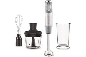 Moulinex QuickChef DD655D Batidora de Mano de 1000 W, con Regulador de 10 Velocidad Turbo con 2 Accesorios para Picar y para 