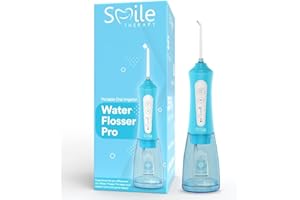 SMILE THERAPY Dental Wireless 5-in-1 Water Flosser Pro - Aqua, Leak-Proof Rechargeable Electric Flosser Plaque Remover for Teeth 300ml Tank 360° Nozzle 5 Modes 2000mAh Battery Includes 5 Attachments, USB-C Charger
