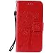 Produktbild Anlike Samsung Galaxy S7 (5,1 Zoll) Hülle, Katzen Baum Muster PU Leder Flip-Case / Brieftasche / Wallet Etui /Lederhülle / Handy Schutzhülle / Bookstyle Cover / Handy Zubehör / Lederhülle / Handyhülle mit Bookstyle mit Standfunktion Kredit Kartenfach - rote