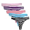 Nightaste-Mutandine-Tanga-da-Donna-in-Cotone-Confezione-da-5-Pezzi-Tanga-a-Strisce-Colorate