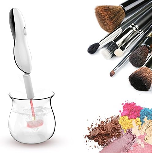 Makeup Brush Cleaner, HFAN Automatic Makeup Brushes Drier 360 Degree Rotation with 8 Rubber Collars For all Size Brush (Black &amp; White)
