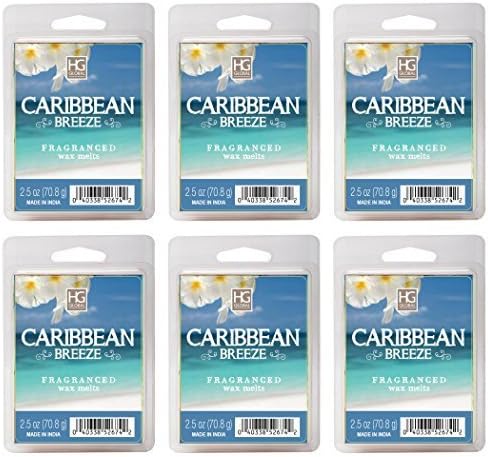 Hosley's Caribbean Breeze Wax Cubes / Melts - Set of 6 / 2.5 oz each. Hand poured wax infused with essential oils. by HG Global